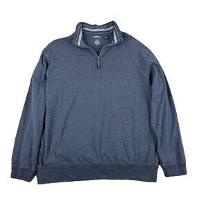 Tasso Elba Mens 1/4 Zip Pullover Charcoal Gray‎ 100% Cotton Large Smart Casual